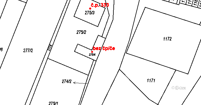 Znojmo 48503452 na parcele st. 275/4 v KÚ Oblekovice, Katastrální mapa