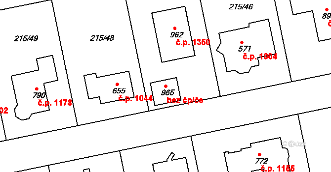 Rudná 49342452 na parcele st. 965 v KÚ Hořelice, Katastrální mapa
