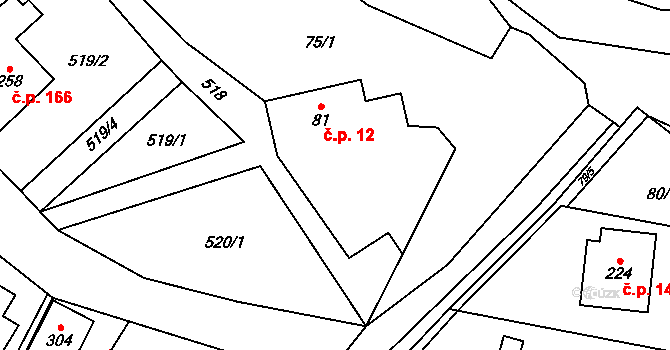 Lukavička 12, Lukavice na parcele st. 81 v KÚ Lukavice, Katastrální mapa