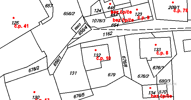 Dolní Kamenice 10, Česká Kamenice na parcele st. 132 v KÚ Dolní Kamenice, Katastrální mapa