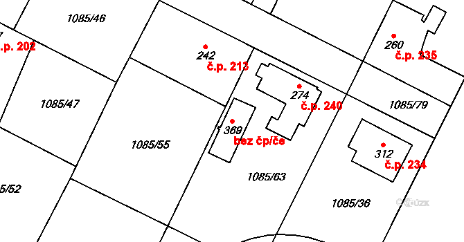 Čečelice 82274452 na parcele st. 369 v KÚ Čečelice, Katastrální mapa