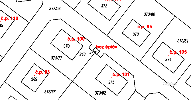 Neratovice 99424452 na parcele st. 348 v KÚ Korycany, Katastrální mapa