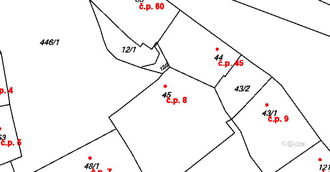Žopy 8, Holešov na parcele st. 45 v KÚ Žopy, Katastrální mapa