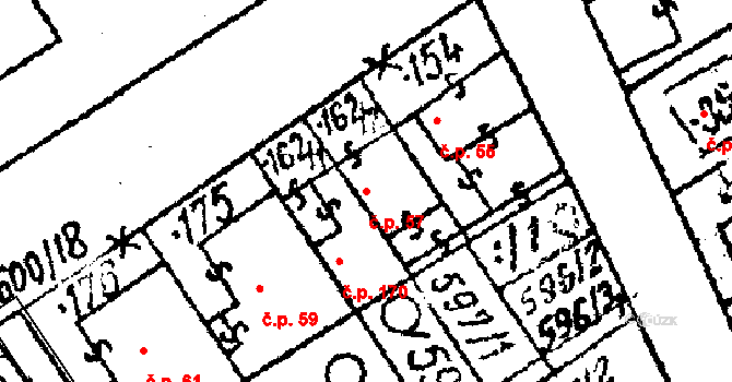 Prosiměřice 57 na parcele st. 162/2 v KÚ Prosiměřice, Katastrální mapa
