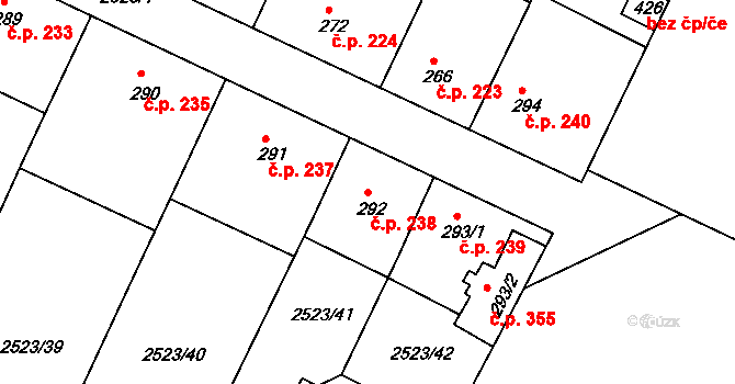 Višňové 238 na parcele st. 292 v KÚ Višňové, Katastrální mapa