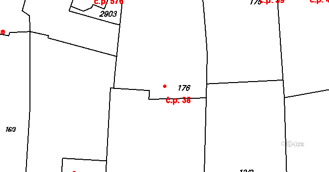 Hranice IV-Drahotuše 38, Hranice na parcele st. 176 v KÚ Drahotuše, Katastrální mapa