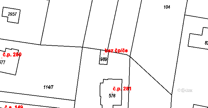 Ondřejov 120502453 na parcele st. 989 v KÚ Ondřejov u Prahy, Katastrální mapa