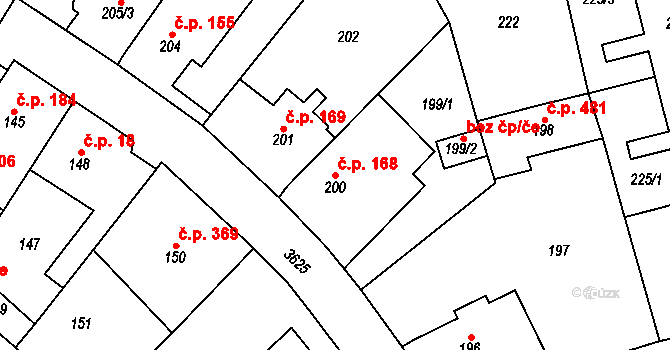 Vyškov-Město 168, Vyškov na parcele st. 200 v KÚ Vyškov, Katastrální mapa