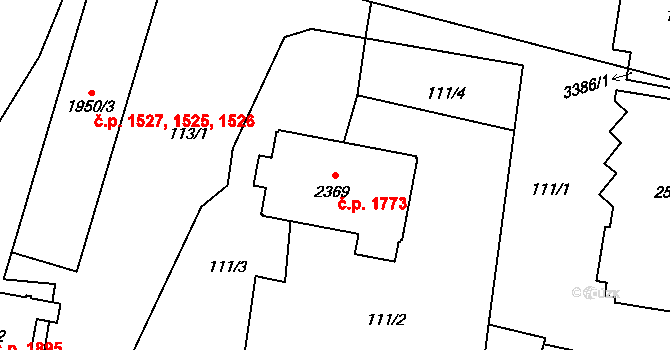 Hořice 1773 na parcele st. 2369 v KÚ Hořice v Podkrkonoší, Katastrální mapa