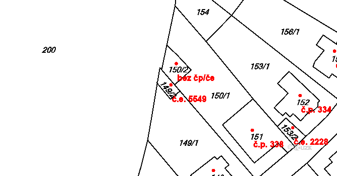 Střekov 5549, Ústí nad Labem na parcele st. 149/2 v KÚ Střekov, Katastrální mapa