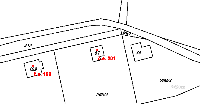 Mokřany 201, Velké Popovice na parcele st. 81 v KÚ Mokřany u Velkých Popovic, Katastrální mapa