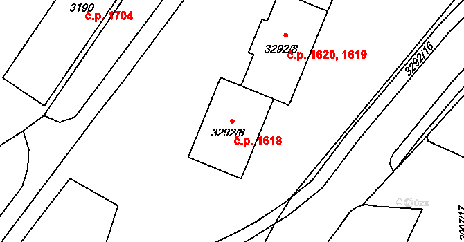 Kadaň 1618 na parcele st. 3292/6 v KÚ Kadaň, Katastrální mapa