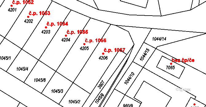 Chrudim IV 1057, Chrudim na parcele st. 4206 v KÚ Chrudim, Katastrální mapa