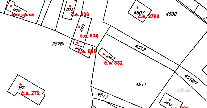 Bystrc 832, Brno na parcele st. 4510 v KÚ Bystrc, Katastrální mapa