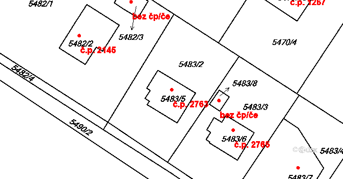Frýdek 2763, Frýdek-Místek na parcele st. 5483/5 v KÚ Frýdek, Katastrální mapa