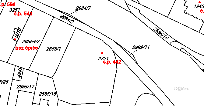 Kolín II 442, Kolín na parcele st. 2721 v KÚ Kolín, Katastrální mapa