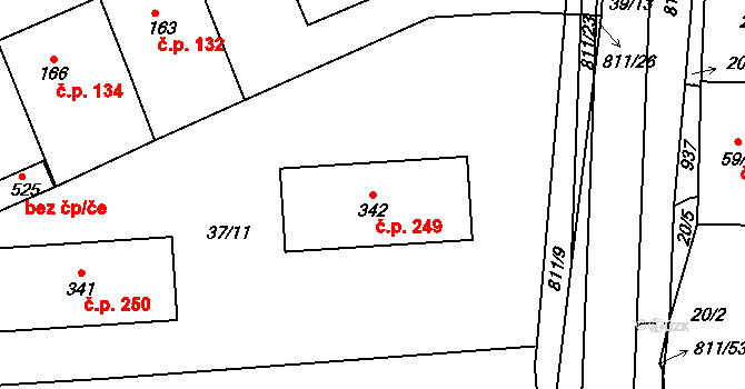 Luby 249, Klatovy na parcele st. 342 v KÚ Luby, Katastrální mapa