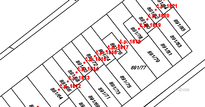 Krč 1817, Praha na parcele st. 891/74 v KÚ Krč, Katastrální mapa