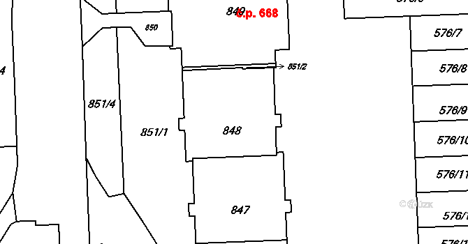 Háje 648,649,650, Praha na parcele st. 848 v KÚ Háje, Katastrální mapa