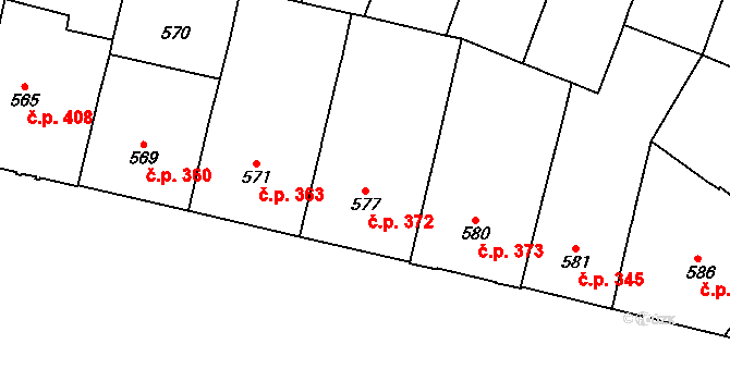 Vršovice 372, Praha na parcele st. 577 v KÚ Vršovice, Katastrální mapa
