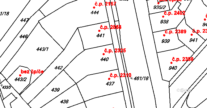 Chomutov 2325 na parcele st. 440 v KÚ Chomutov II, Katastrální mapa