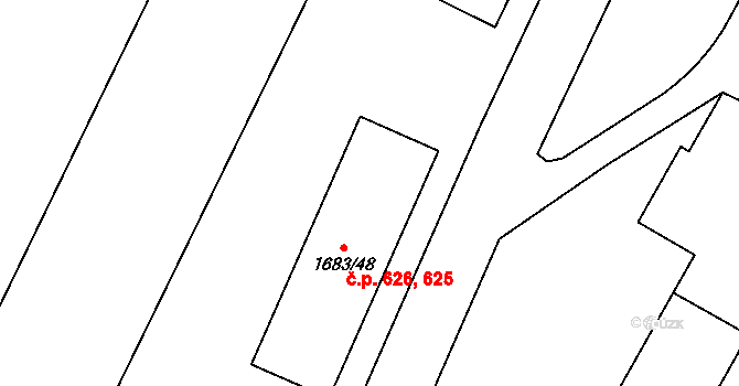 Teplické Předměstí 625,626, Bílina na parcele st. 1683/48 v KÚ Bílina, Katastrální mapa