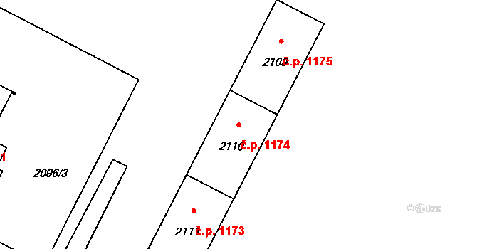 Město 1174, Havířov na parcele st. 2110 v KÚ Havířov-město, Katastrální mapa