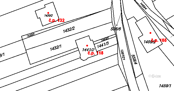 Kobeřice u Brna 118 na parcele st. 1441/2 v KÚ Kobeřice u Brna, Katastrální mapa