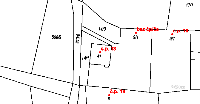 Kejšovice 18, Krsy na parcele st. 41 v KÚ Kejšovice, Katastrální mapa