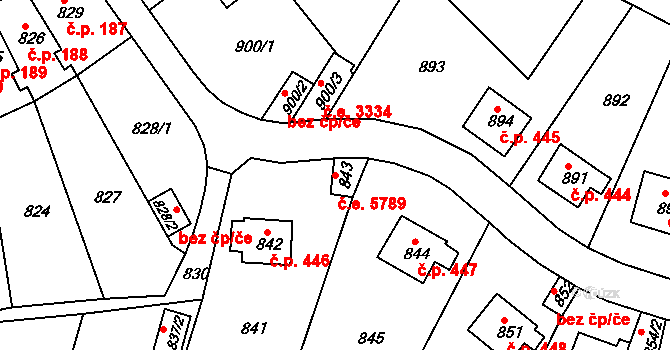 Střekov 5789, Ústí nad Labem na parcele st. 843 v KÚ Střekov, Katastrální mapa