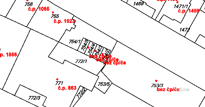 Teplice 39144453 na parcele st. 754/2 v KÚ Teplice, Katastrální mapa