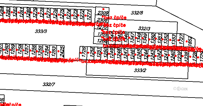 Přeštice 40920453 na parcele st. 1250 v KÚ Přeštice, Katastrální mapa