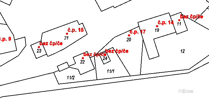 Zbiroh 41921453 na parcele st. 24 v KÚ Chotětín, Katastrální mapa