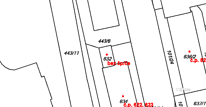 Blovice 42152453 na parcele st. 632 v KÚ Blovice, Katastrální mapa