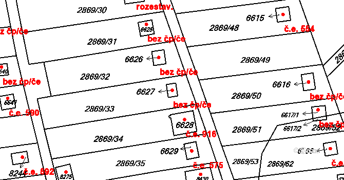 Kroměříž 42812453 na parcele st. 6627 v KÚ Kroměříž, Katastrální mapa