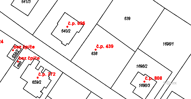 Kobeřice 439 na parcele st. 638 v KÚ Kobeřice ve Slezsku, Katastrální mapa