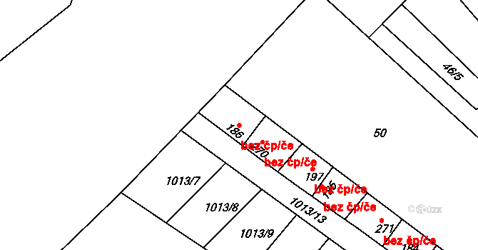 Úhřetice 43749453 na parcele st. 186 v KÚ Úhřetice, Katastrální mapa