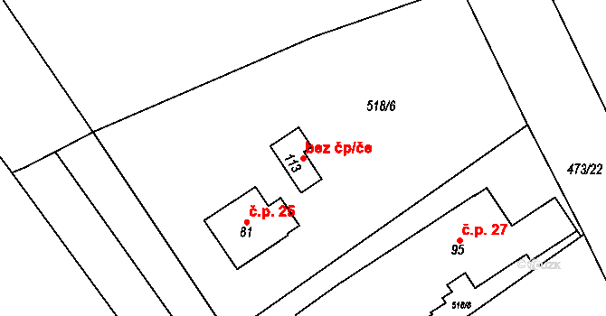 Vračovice-Orlov 50078453 na parcele st. 113 v KÚ Vračovice, Katastrální mapa