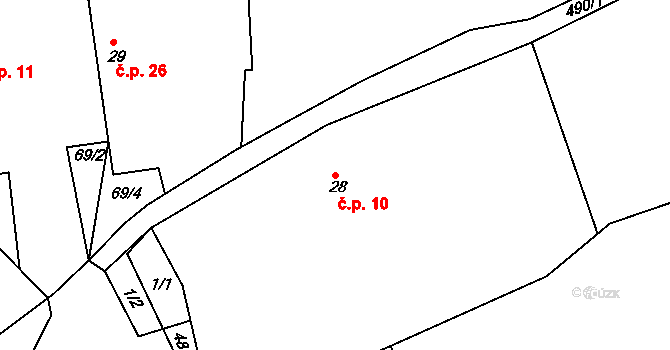 Závratec 10, Třemošnice na parcele st. 28 v KÚ Závratec, Katastrální mapa