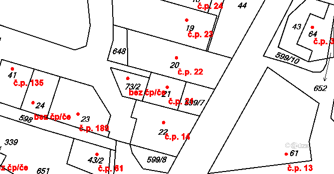Jiřice 21, Kostelec nad Labem na parcele st. 21 v KÚ Jiřice u Kostelce nad Labem, Katastrální mapa