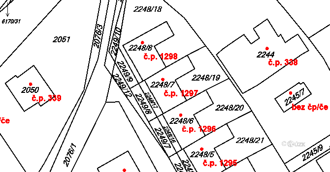 Černošice 1297 na parcele st. 2248/7 v KÚ Černošice, Katastrální mapa
