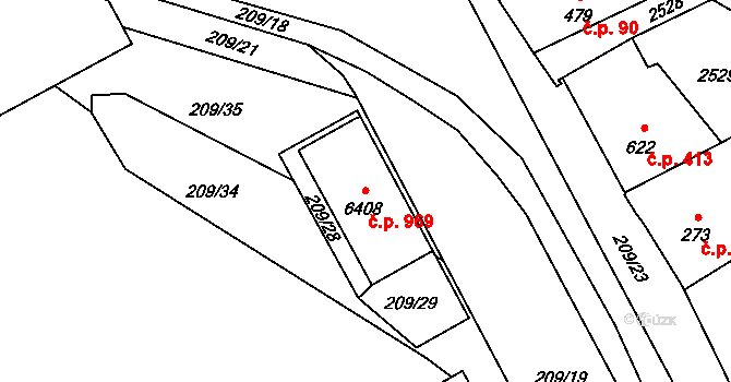 Beroun-Závodí 969, Beroun na parcele st. 6408 v KÚ Beroun, Katastrální mapa