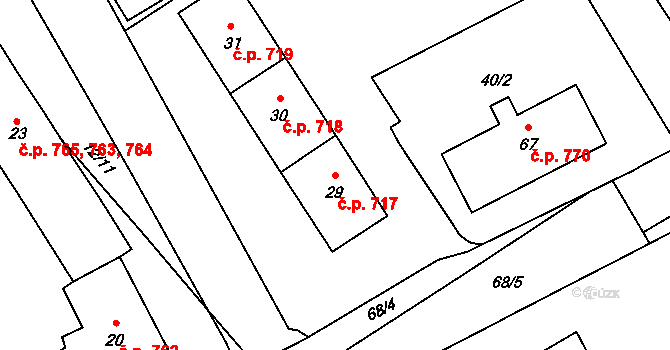 Kopřivnice 717 na parcele st. 29 v KÚ Kopřivnice, Katastrální mapa