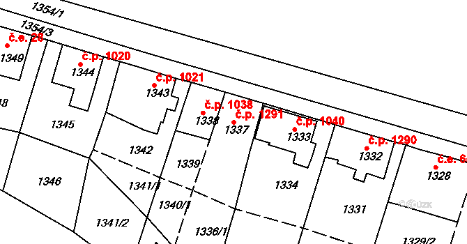 Vejprty 1291 na parcele st. 1337 v KÚ Vejprty, Katastrální mapa