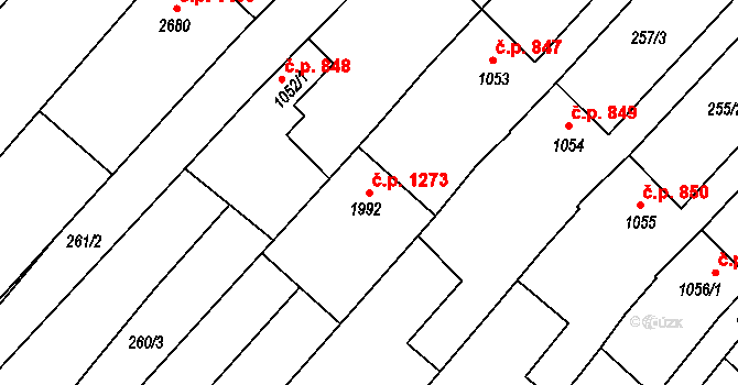 Velké Bílovice 1273 na parcele st. 1992 v KÚ Velké Bílovice, Katastrální mapa