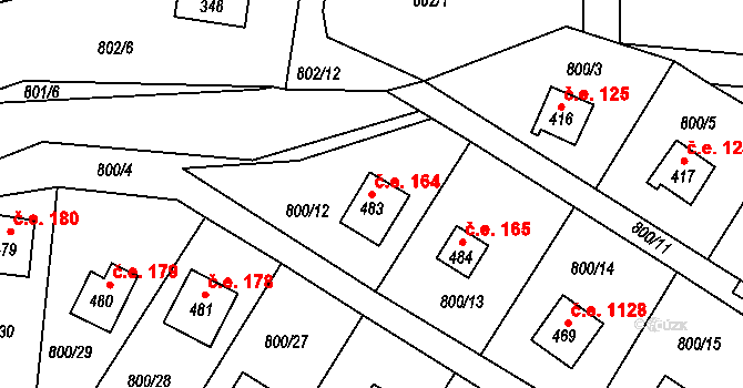 Rataje nad Sázavou 164 na parcele st. 483 v KÚ Rataje nad Sázavou, Katastrální mapa