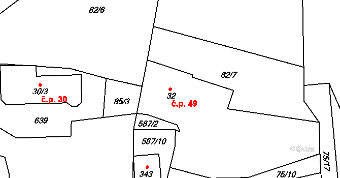 Klášter 49, Teplá na parcele st. 32 v KÚ Klášter Teplá, Katastrální mapa