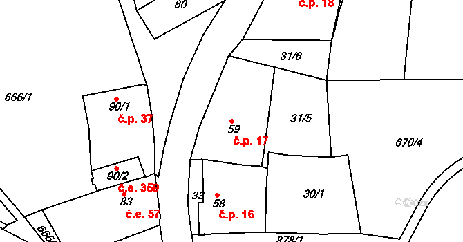 Mukov 17, Hrobčice na parcele st. 59 v KÚ Mukov, Katastrální mapa