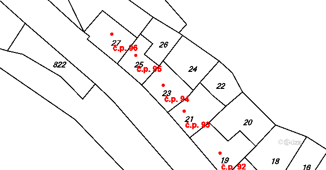 Mimoň III 94, Mimoň na parcele st. 23 v KÚ Mimoň, Katastrální mapa