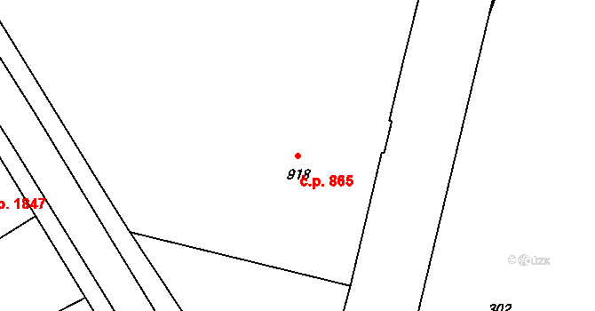 Hořice 865 na parcele st. 918 v KÚ Hořice v Podkrkonoší, Katastrální mapa